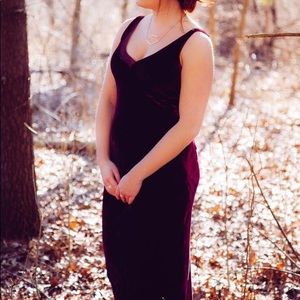 DKNY red velvet maxi dress